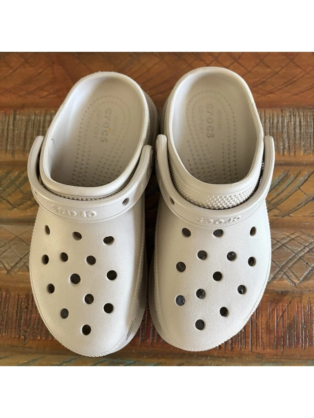 Crocs Women’s 6 Bae Clog Slip On Platform Shoes Taupe Comfort Chunky Casual